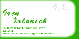 iren kolonich business card